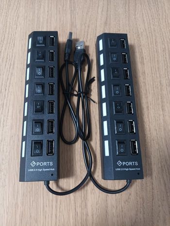 Lot de 2 hub noir 7 ports usb NEUF 