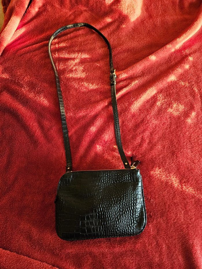 Sac bandoulière croco noir Monoprix - photo numéro 2