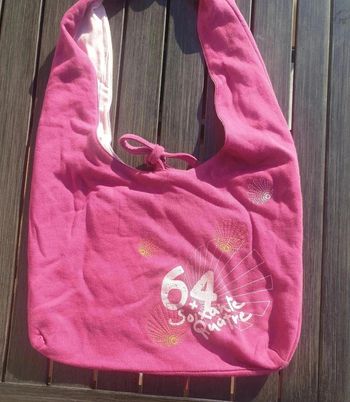 Sac à bandoulière fourre-tout 64 pays Basque réversible coton rose pâle / rose fuchsia