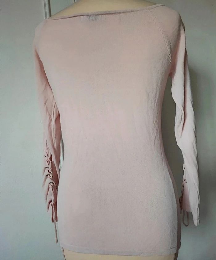 🌸haut manches longues rose poudré avec lacets taille 36 38 extension marque Nicole - photo numéro 3