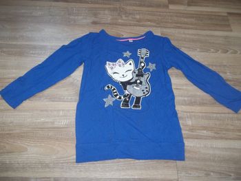 Tunique bleue viscose chat rock Palomino 98 cm (TS1)