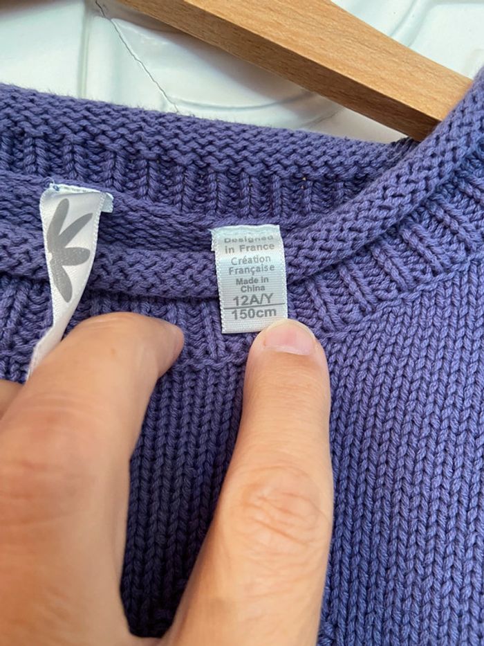 Pull en coton mauve Okaïdi taille 12 ans - photo numéro 3