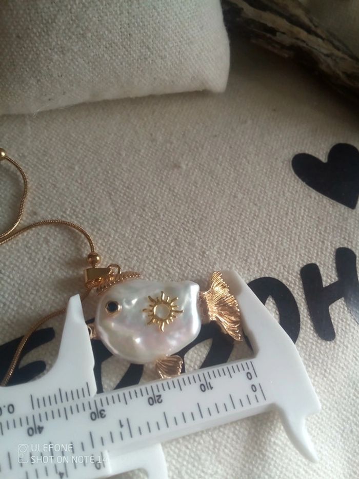 Collier poisson en perle de culture d'eau douce naturelle - photo numéro 3