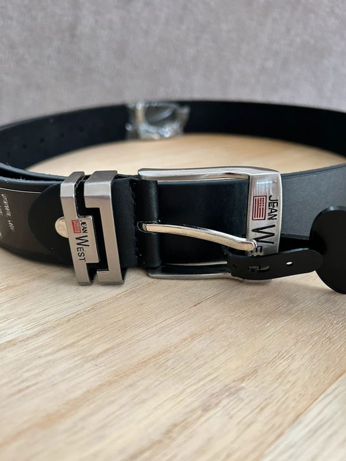 Ceinture en cuir noir taille 115 cm - photo numéro 2