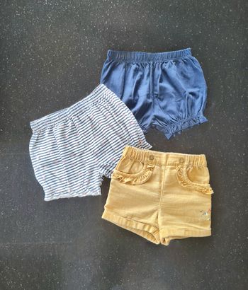 🌸 Lot de 3 Shorts Neufs 9 mois - 100% coton - Bébé fille Printemps été