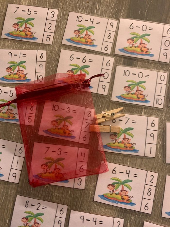 Cartes à pinces, apprendre les soustractions - photo numéro 2