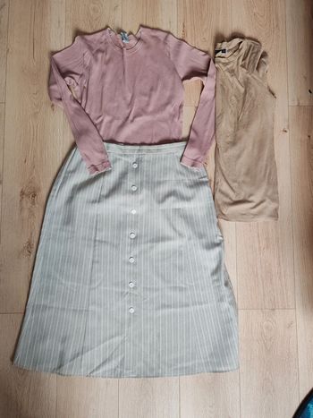 Jupe damart 42 et tee shirt 170 rose