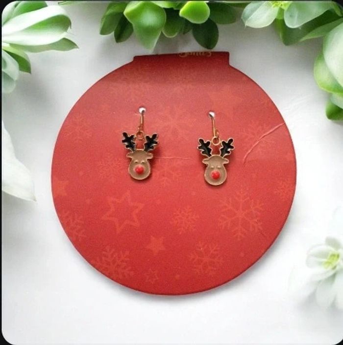 Boucles d'oreilles pendentif rennes de Noël (neuf)