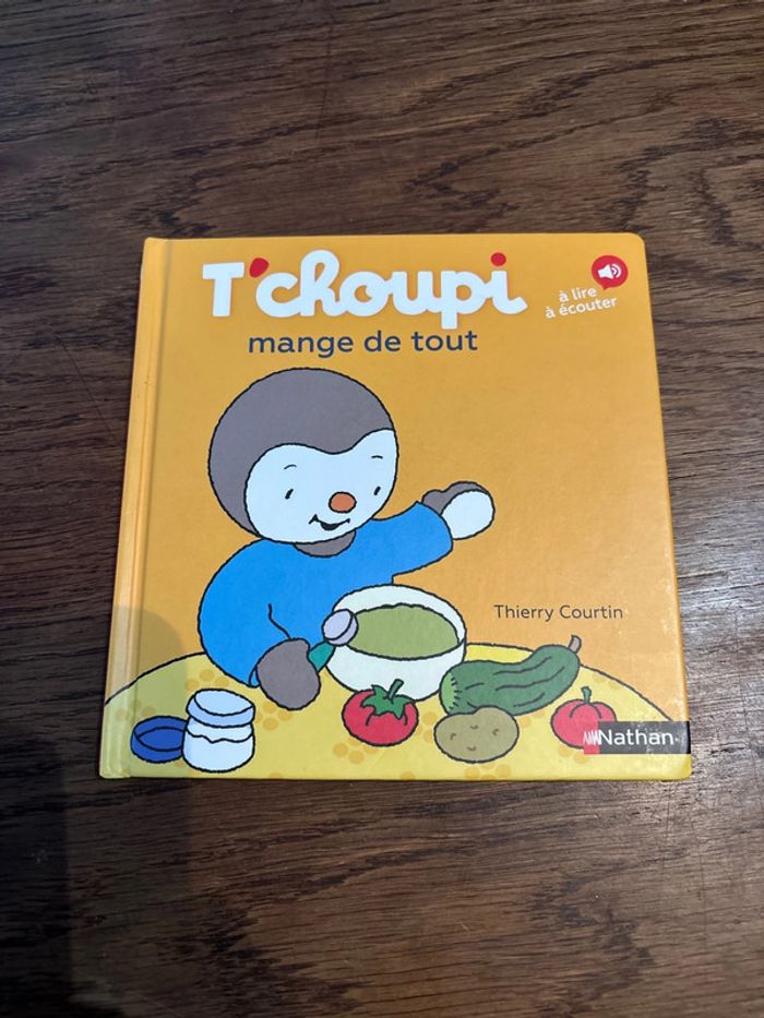 Livre T’choupi, mange de tout