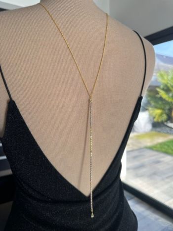 Collier dos nu strass en laiton or - Ateliersdisa