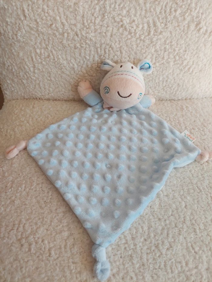 Interbaby - doudou plat carré bleu ane ou cheval