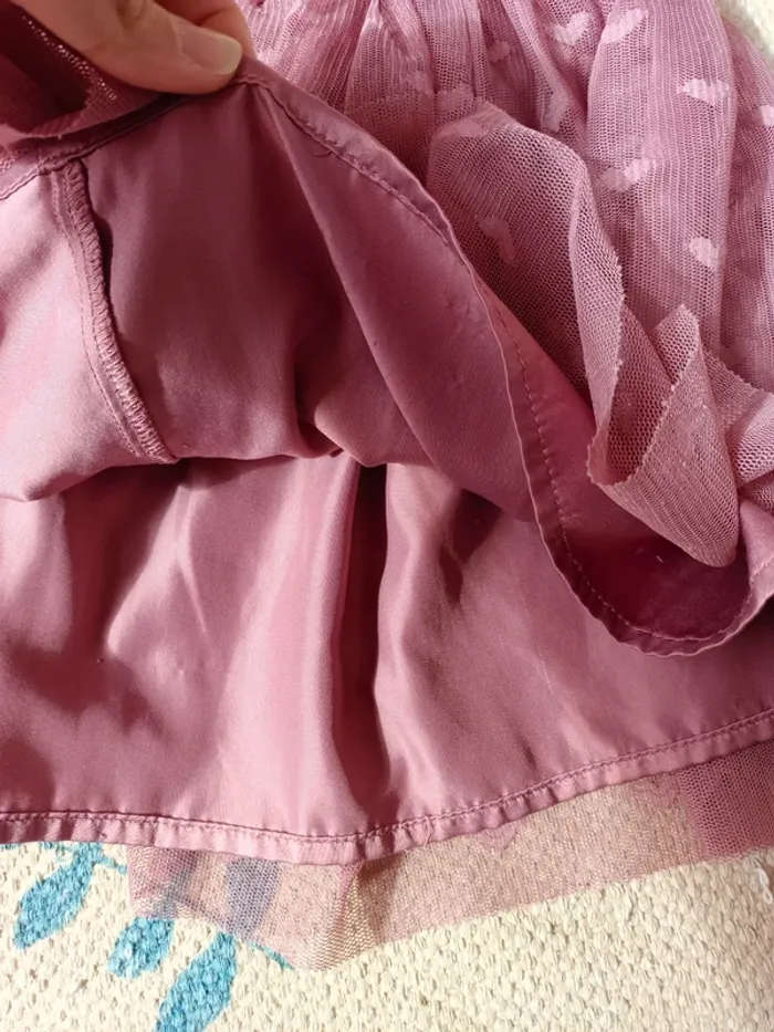 Jupe rose tulle dentelle coeur 4 ans élastique - photo numéro 4