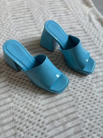 Sabots à talons femme vernis bleu pastel 38