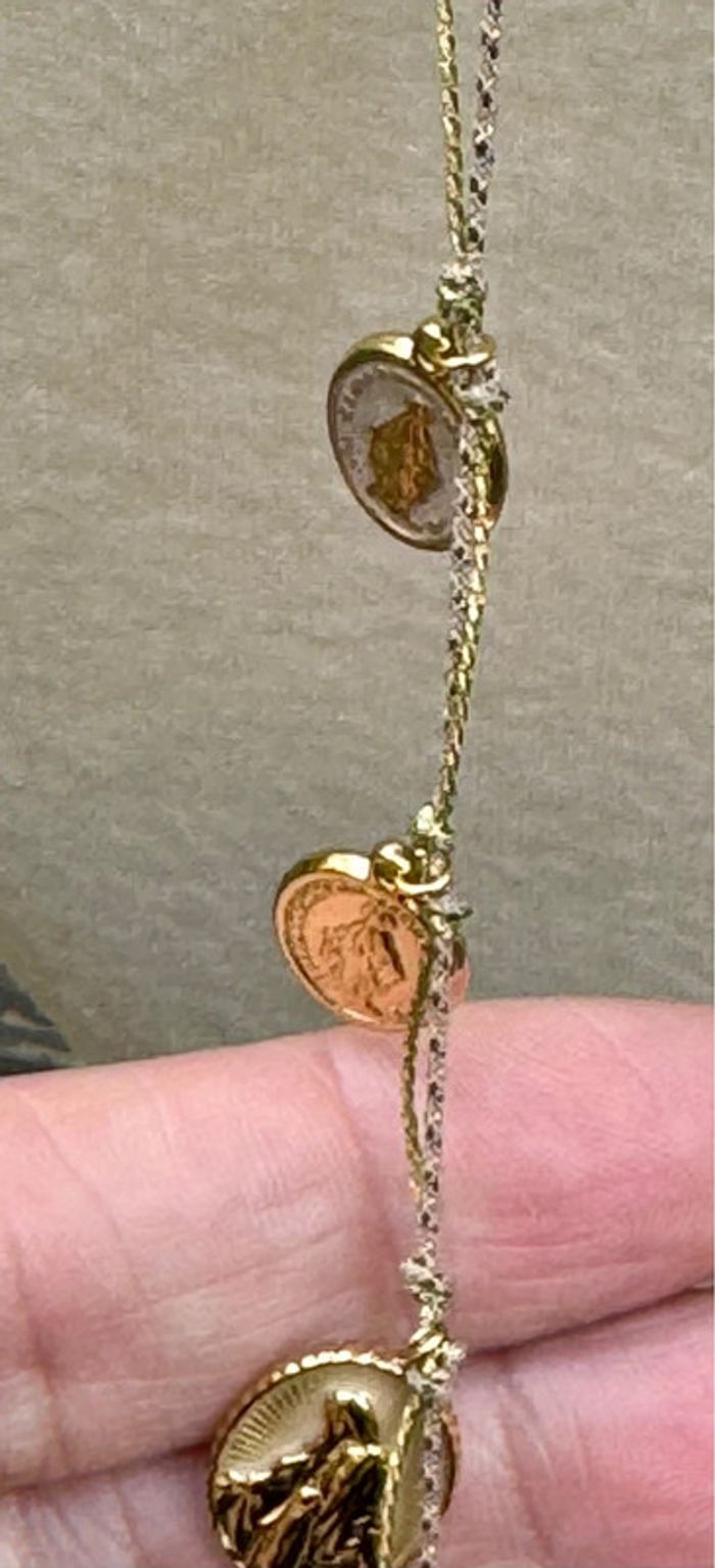 Collier Habaha paris réglable double cordon médailles acier inoxydable or vierges - photo numéro 6