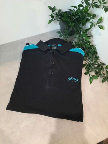 Polo Hugo Boss noir bande bleue slim fit – Taille M