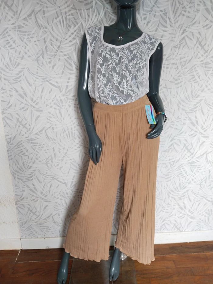 Pantalon plissé jambes larges femme taille 36 38 50 42 44 46 - photo numéro 2