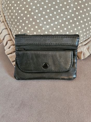 Porte monnaie noir en cuir vintage
