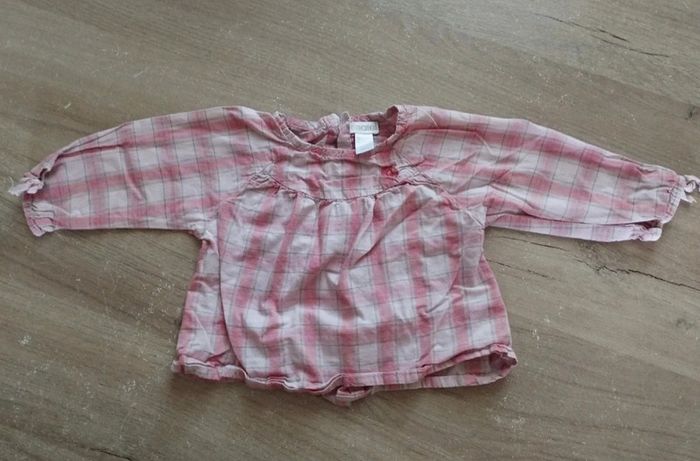 Tee shirt chemise à carreaux rose