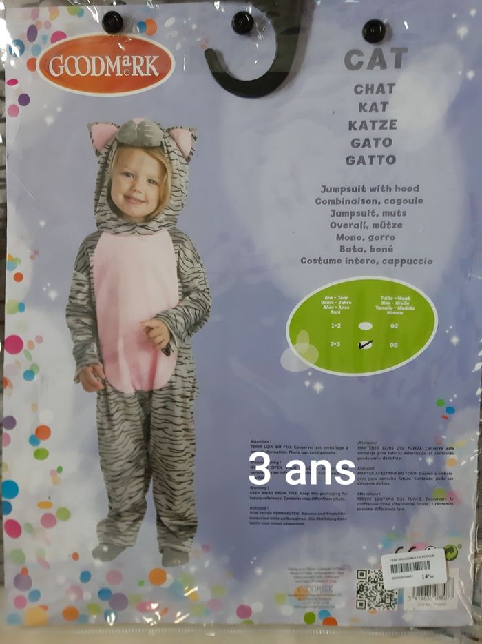 déguisement de chat fille - 3 ans