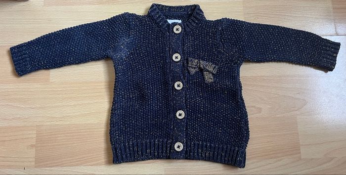 Gilet bébé bleu marine et doré 1M - photo numéro 1