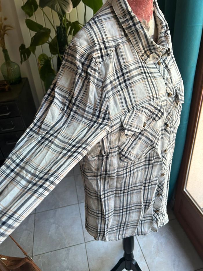 Chemise à manche longues à carreaux - blanc cassé et marron 46 creeks - photo numéro 3