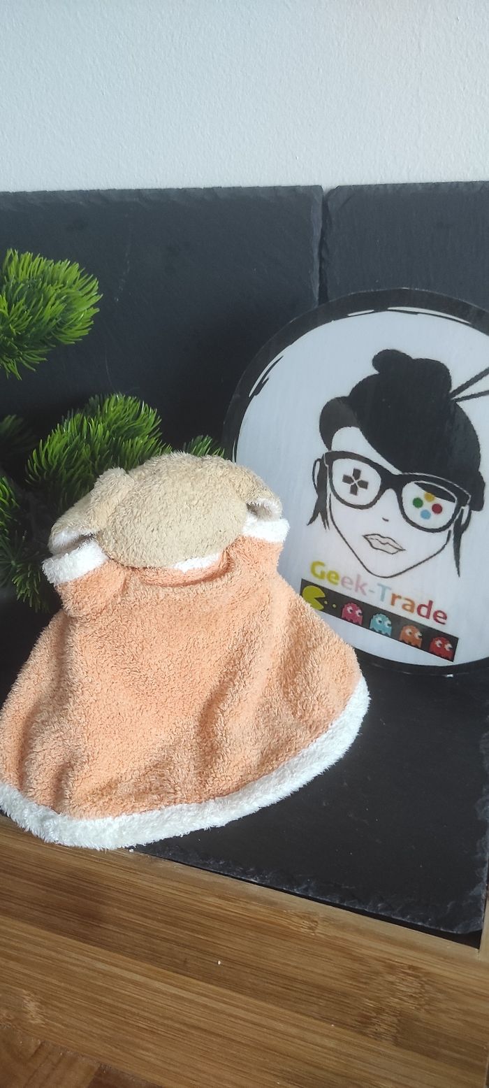 doudou hochet chien pommette marron beige orange cape ancien vintage rond grelot - photo numéro 2