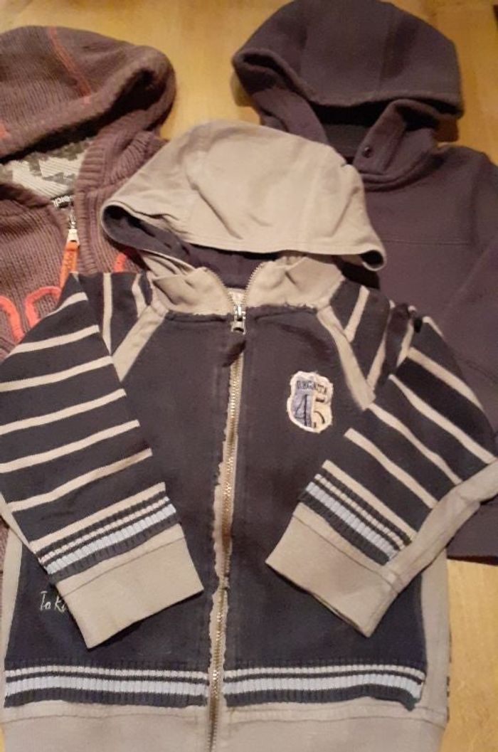 Lot vêtements garçon 3 ans : sweat, gilets, polaire, capuche