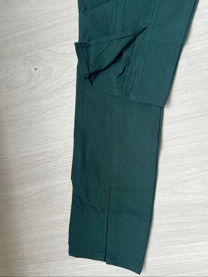 Pantalon élastique ourlet fendu vert H&M - photo numéro 4