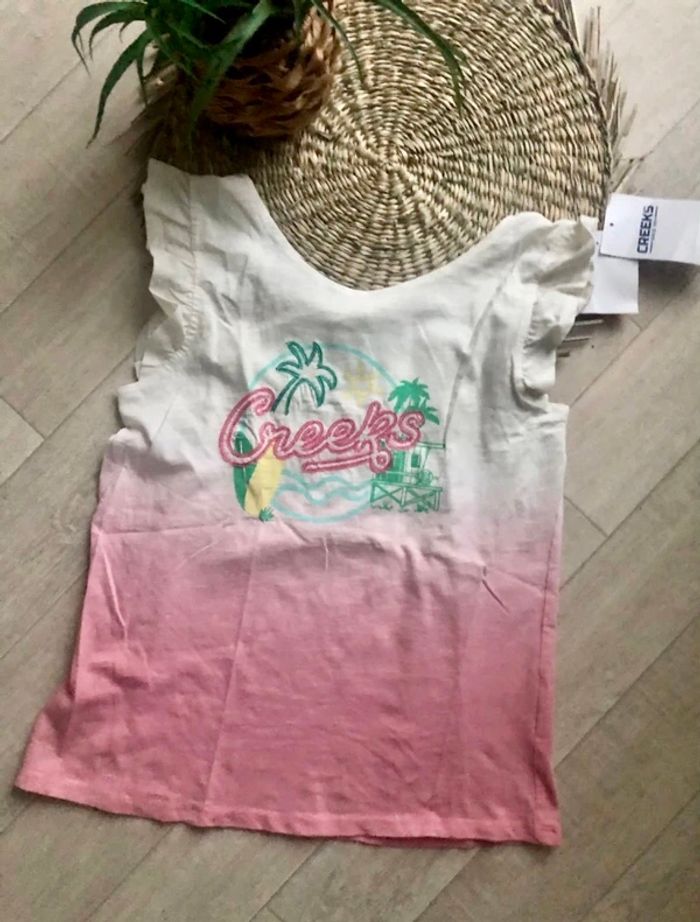 Tee-shirt blanc rose fille Creeks - photo numéro 2