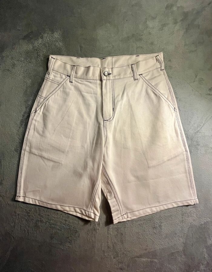Short/Jort Stussy White Embroidered Black Big Logo Back – Taille S - photo numéro 4