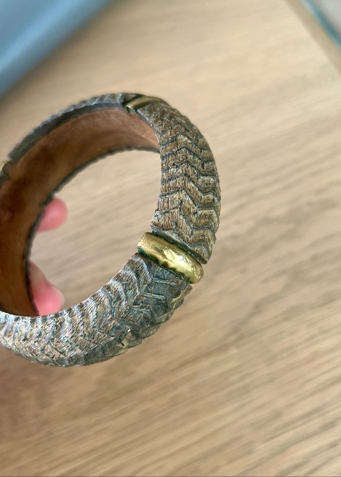Jonc / Bracelet vintage en bois - photo numéro 4