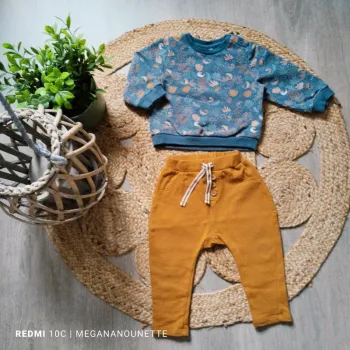 🌿 Ensemble Bébé 12 Mois – Tape à l’œil (TAO) 🧡 Jungle Tropicale & Jogging Moutarde – Parfait État