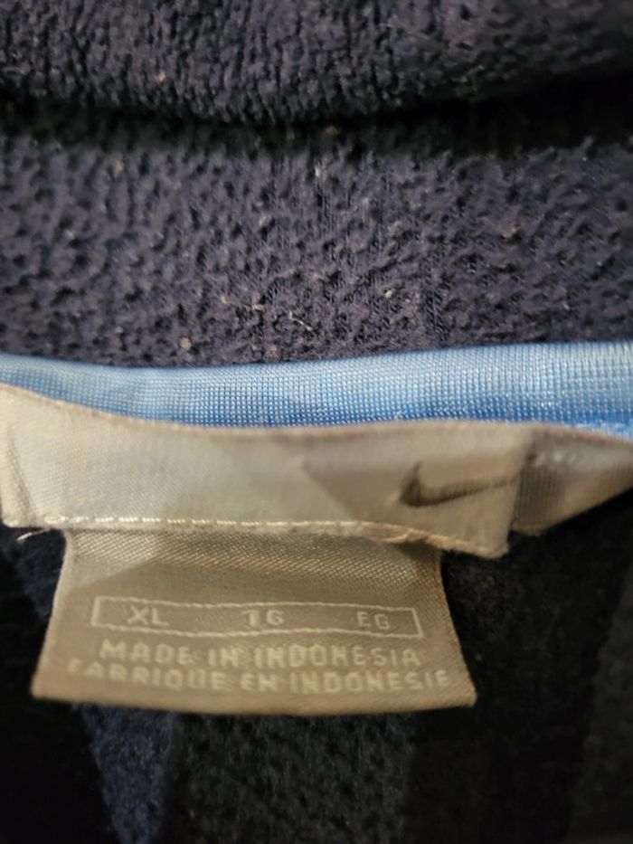 Sweat à capuche / Hoodie Nike polaire vintage bleu marine logos brodés - XL - photo numéro 11