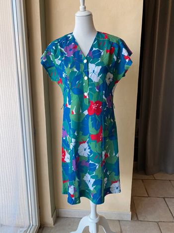 Robe rétro à grosses fleurs vintage XL