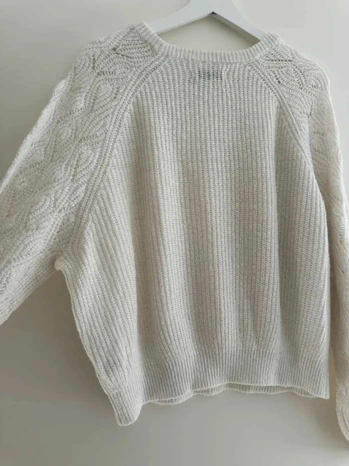 Pull blanc Costes femme M – chaud, doux, manches torsadées - photo numéro 8