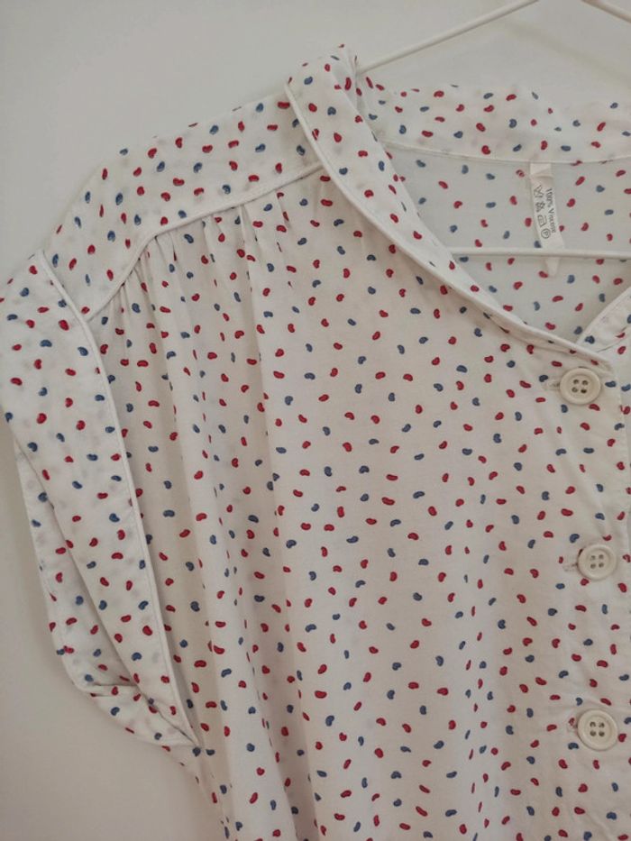 Robe vintage imprimée petit coeur rouge et bleu, taille 36/38 - photo numéro 4