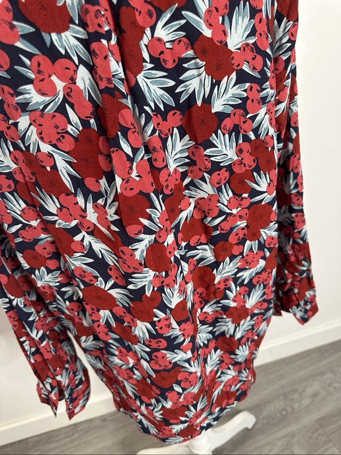 Chemisier à fleurs rose rouge bordeaux Des Petits Hauts T42 XL - photo numéro 7