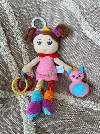 Peluche doudou d’éveil 30cm Babynat poupée fille brune rose très bon état