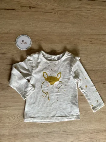 Sous pull manche longue volant épaule fille 18 mois Orchestra