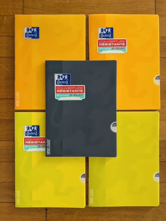 1 (ou +) Cahier open flex couverture résistante 96 pages grands carreaux