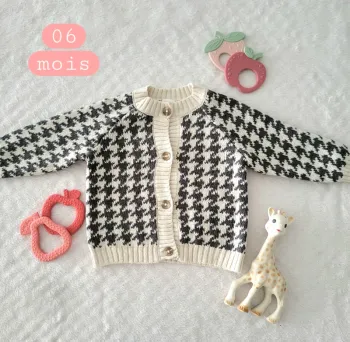 Gilet chaud motif pied de poule 06mois