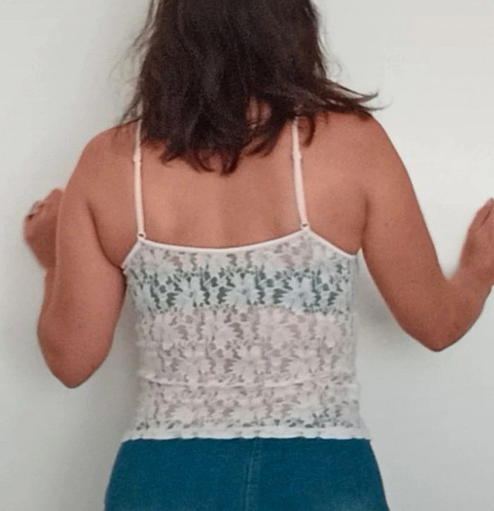 Top dentelle blanc transparent taille 38 - photo numéro 4