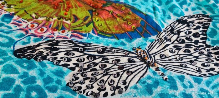 T shirt papillon perles coton 38/40 - photo numéro 4