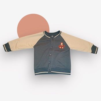 Gilet style Teddy 18 mois – bleu & écru