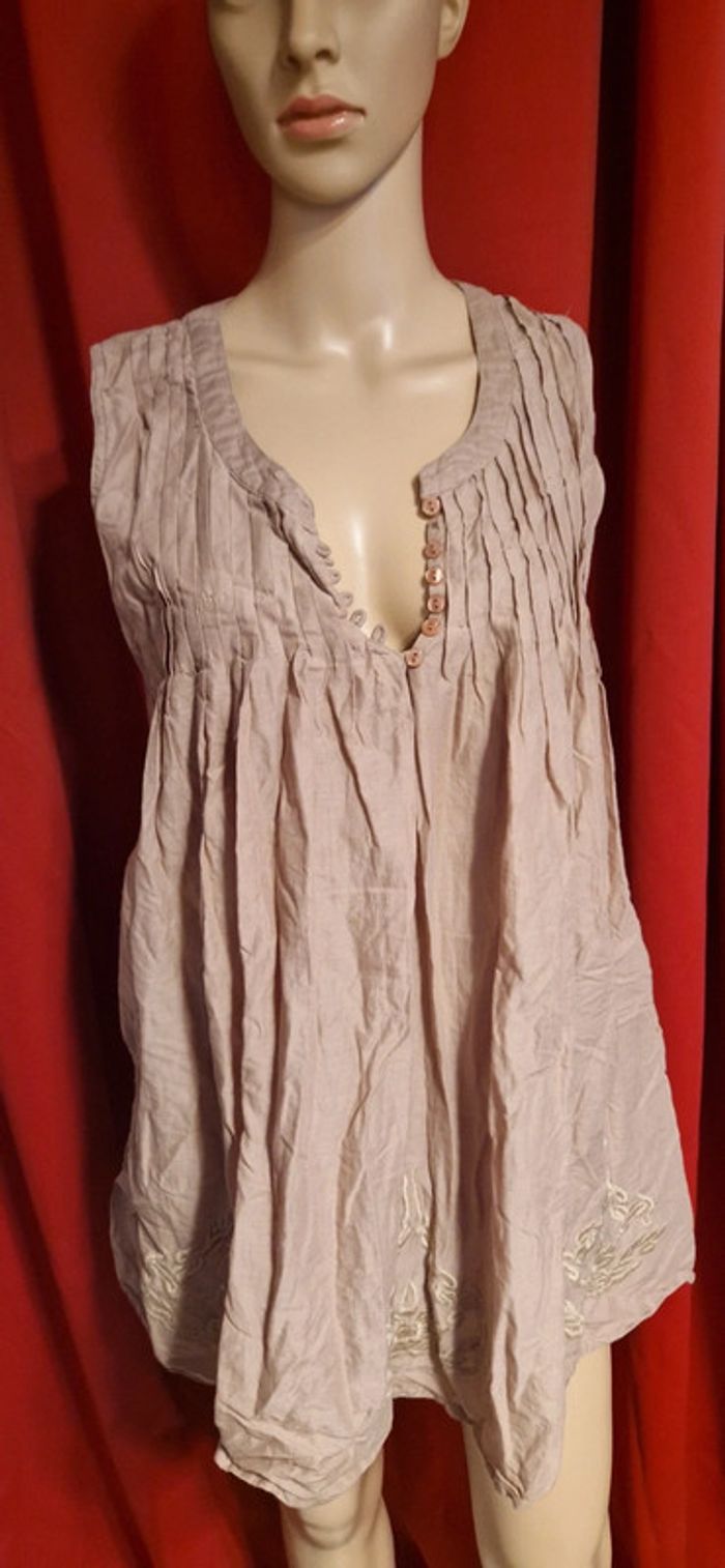 Blouse beige boutons col taille 1