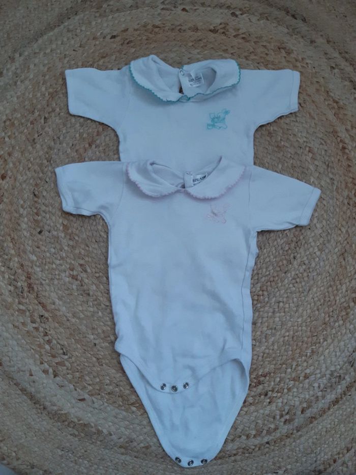 Lot de 2 bodies manches courtes 12 mois