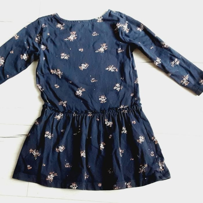Vêtement fille robe bleu marine motif fleurs Vert Baudet 5 ans - photo numéro 3