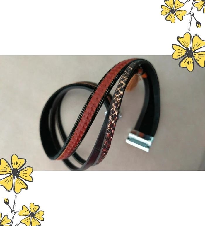 Bracelet multirangs fantaisie – Tons chauds & pampille beige - photo numéro 10