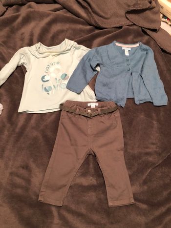 Ensemble OBaibi avec jean t shirt et gilet 12 mois