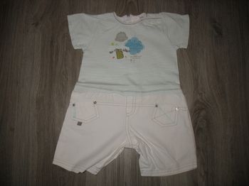 COMBINAISON SHORT MC BLANC ET BLEU CIEL BÉBÉ GARÇON "ABSORBA" - 12 MOIS - n°01